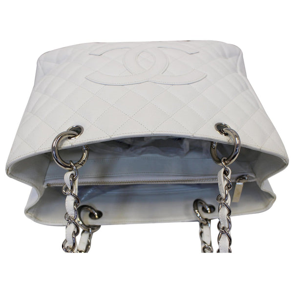 CHANEL Grand Shopping Quilted Caviar Leather Tote Bag White-US