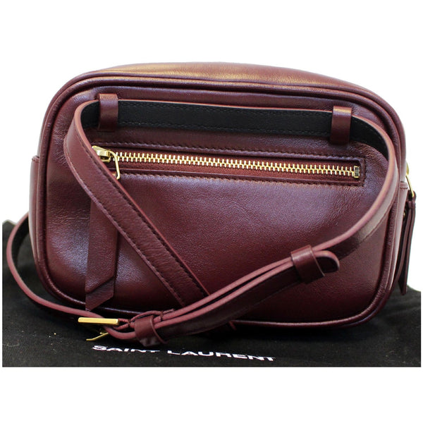 YVES SAINT LAURENT Chevron Lou Leather Belt Bag Burgundy