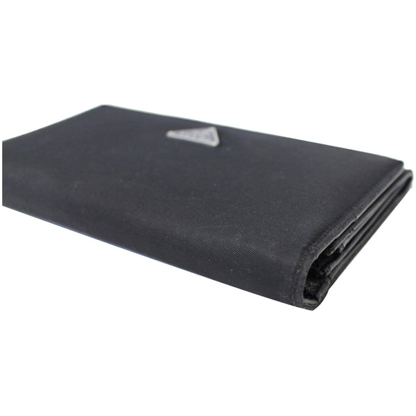 Prada Nylon Bifold Long Wallet Black - Front Side Laid Back View