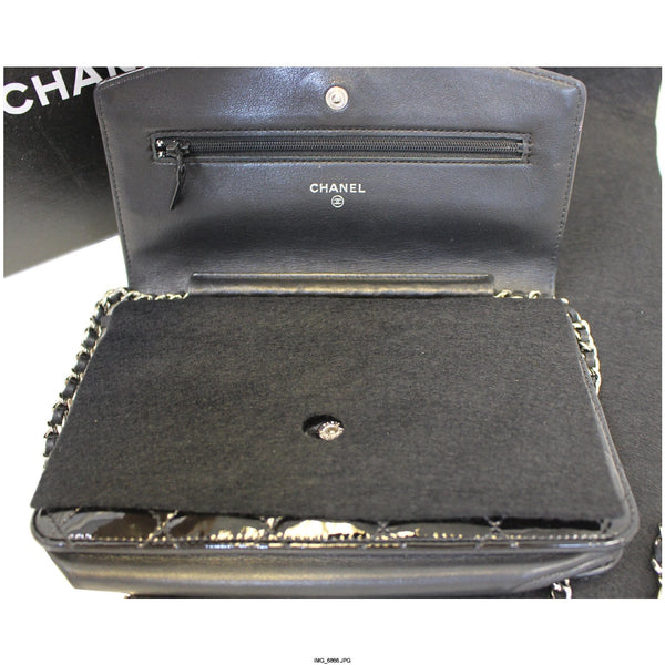 CHANEL Wallet On Chain Patent Leather Shoulder Crossbody Bag