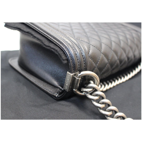 CHANEL Medium Boy Quilted Caviar Leather Shoulder Bag Black