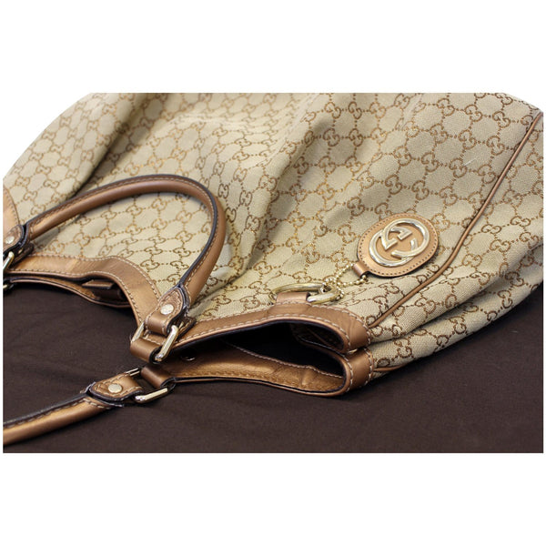 GUCCI Sukey Large GG Canvas Tote Bag Beige 211943