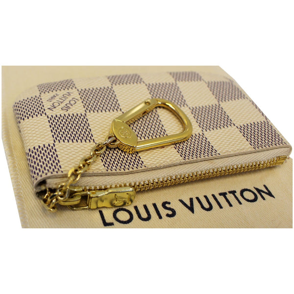 LOUIS VUITTON Pochette Key Cles Damier Azur Coin Case White