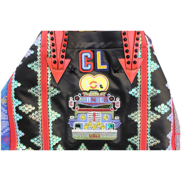 CHRISTIAN LOUBOUTIN Caba World Motif Embroidered Tote Bag Multicolor
