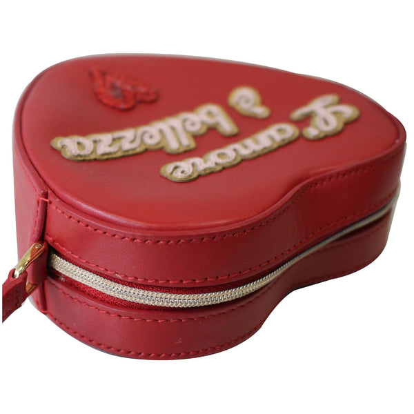 DOLCE & GABBANA L'amore Heart Leather Shoulder Bag Red