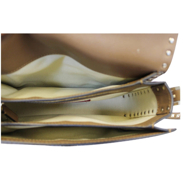 Valentino Rockstud Flap Leather Crossbody Bag Beige-US