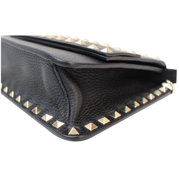 VALENTINO Garavani Small Rockstud Flap Leather Shoulder Bag Black