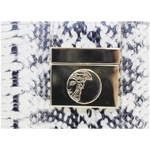 VERSACE Python Embossed Satchel Bag White/Black