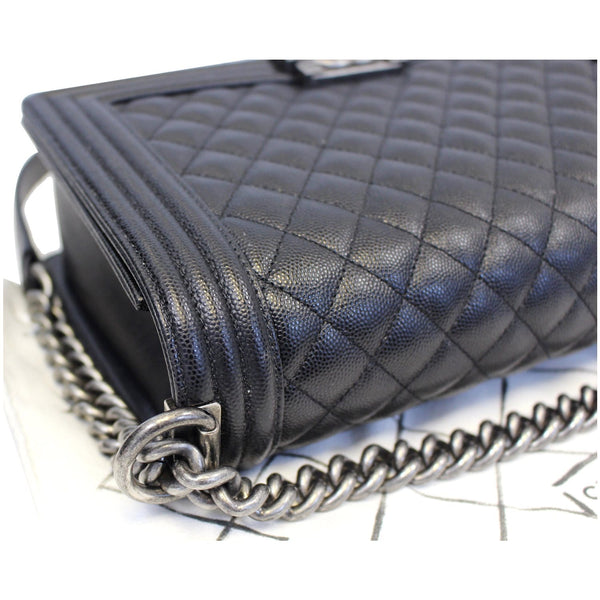 CHANEL Medium Boy Flap Caviar Leather Shoulder Bag Black