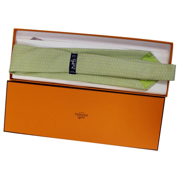 HERMES Men's Silk Neck Tie Lime