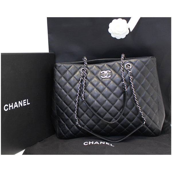 CHANEL Large Classic Caviar Leather Tote Bag Black-US