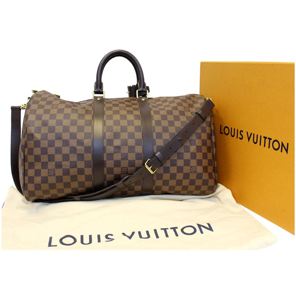 LOUIS VUITTON Keepall 45 Bandouliere Damier Ebene Travel Bag Brown-US