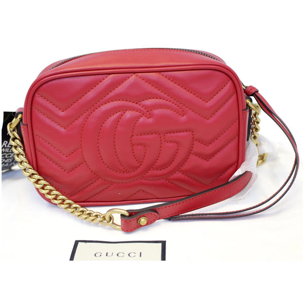 GUCCI GG Marmont Matelasse Mini Leather Crossbody Bag Red
