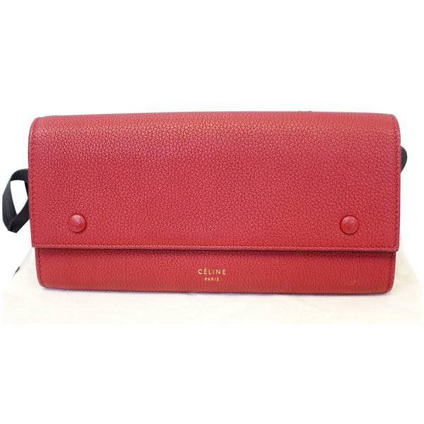 CELINE Large Flap Multifunction Leather Wallet Red-US
