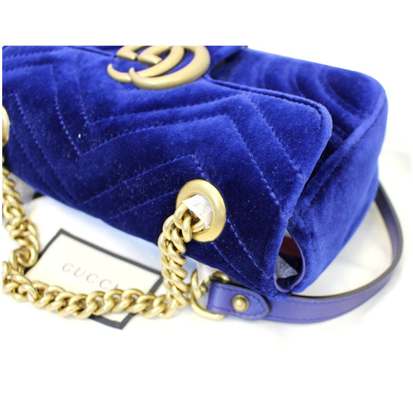 GUCCI GG Marmont Velvet Mini Shoulder Crossbody Bag Blue
