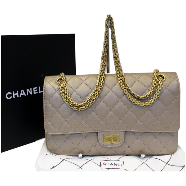 CHANEL Reissue Mademoiselle Lock Calfskin Leather Shoulder Bag Beige-US