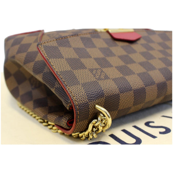 LOUIS VUITTON Caissa Chain Damier Ebene Clutch Shoulder Bag Brown