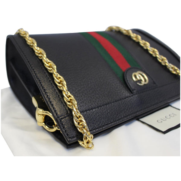 GUCCI Ophidia Small Web Calfskin Shoulder Bag Black 503877
