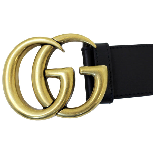 GUCCI Double G Buckle Black Leather Belt 400593