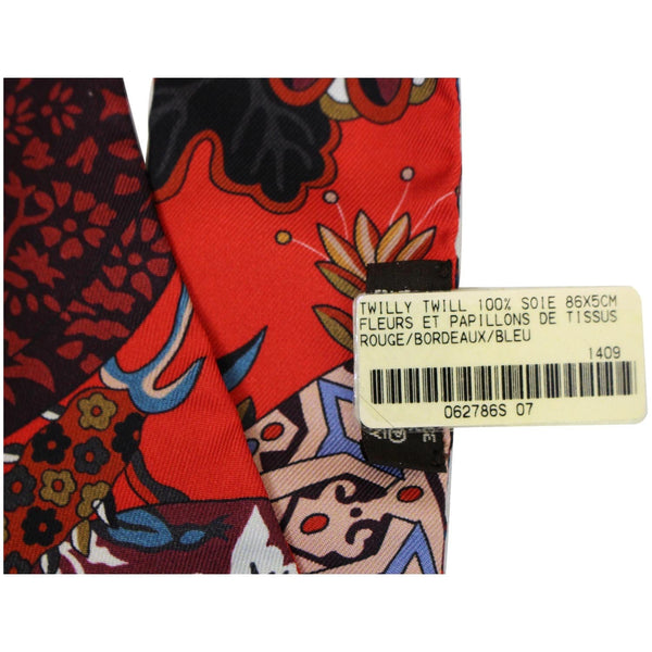 Hermes Scarf Silk Twilly Twill Fleurs et Papillons de tissus