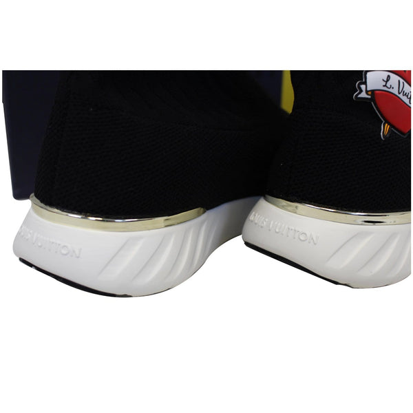 LV Knit Fabric Heart Patch High Top Sneakers heals