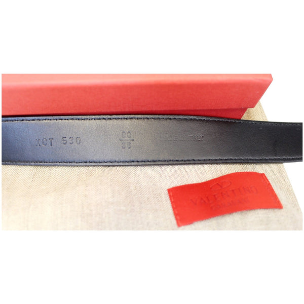Valentino Logo Black Leather Belt Size 36-US