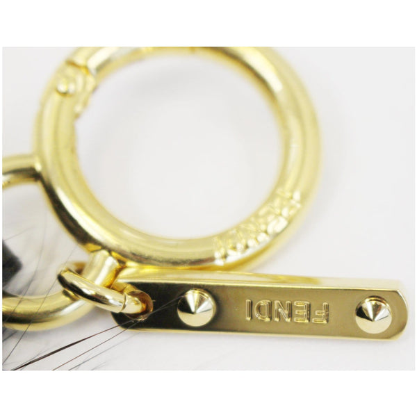 Fendi Monster Bag Bugs Fur Charm in Black and gold chain