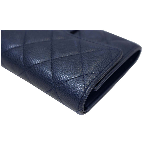 CHANEL Classic Flap Caviar Leather Wallet Navy Blue-US