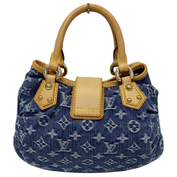 LOUIS VUITTON Pleaty Monogram Denim Satchel Bag Blue