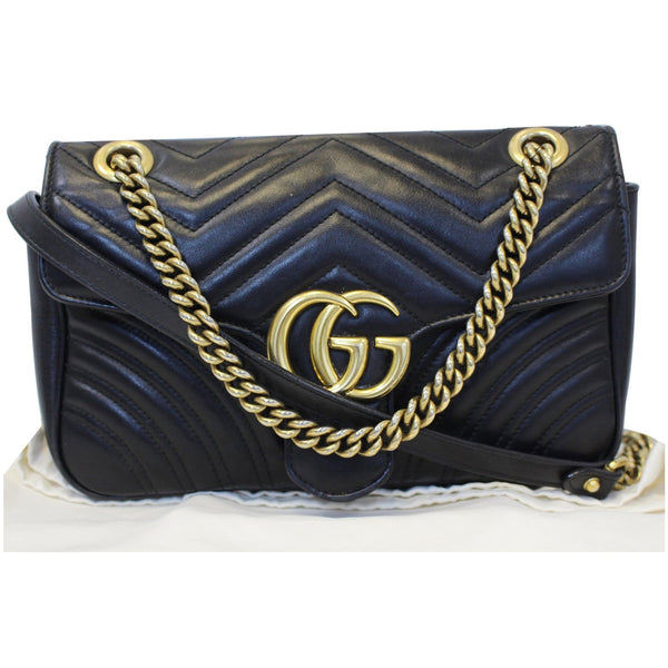 GUCCI GG Marmont Small Matelasse Leather Crossbody Bag Black