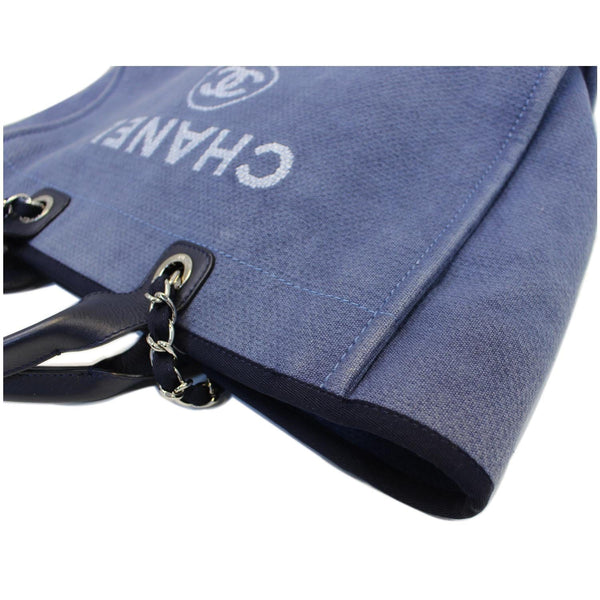 CHANEL Canvas Deauville Large Tote Denim Blue Shoulder Handbag-US