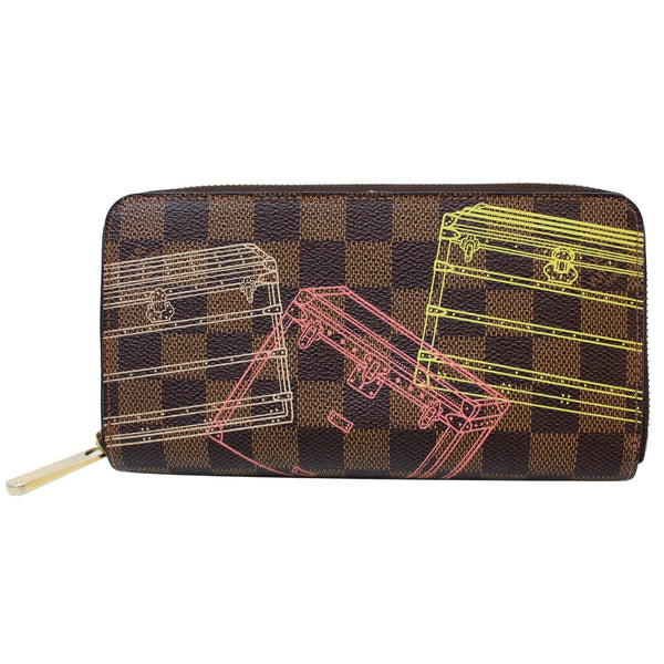 Decorated Lv Trunks Damier Ebene Zippy Wallet Brown