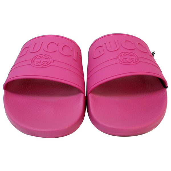 GUCCI Logo Rubber Slide Sandal Pink Size 11 522887