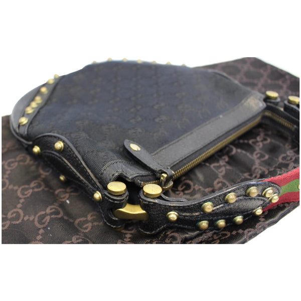 Gucci Pelham Small GG Canvas Studded Shoulder Bag Black