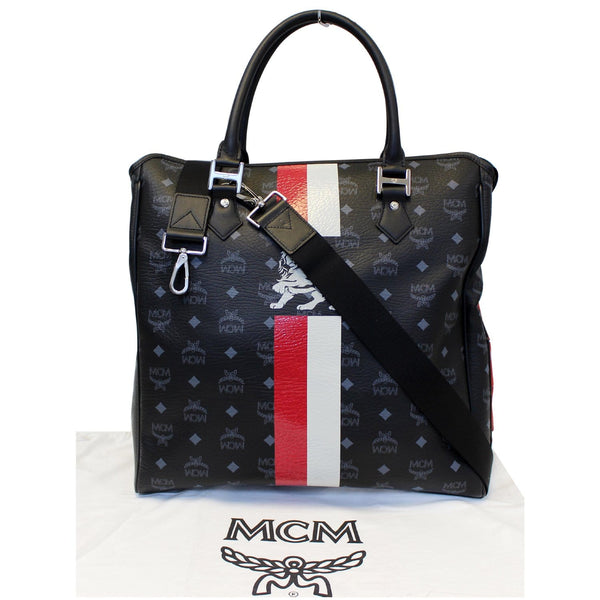 MCM Visetos Satchel Princess Lion Crossbody Bag - strap