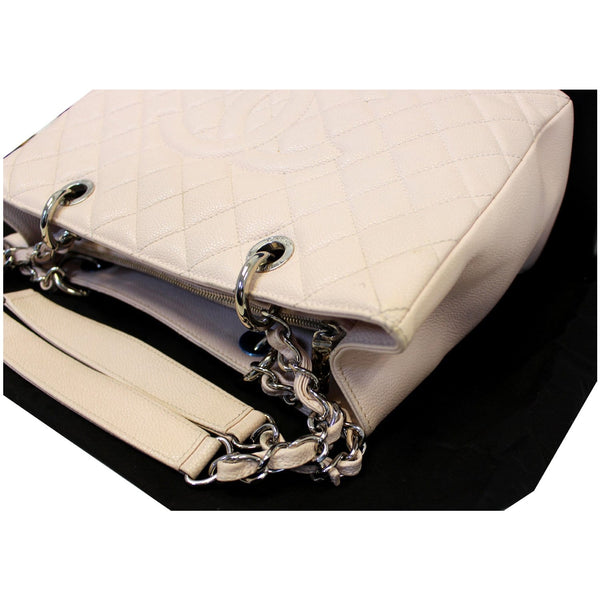 CHANEL Grand Shopping Caviar Leather Tote Shoulder Bag Blush Pink