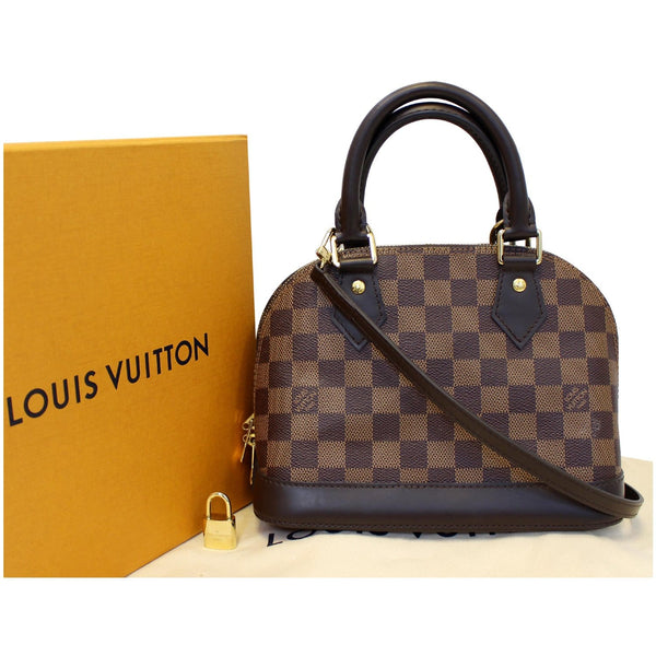 LOUIS VUITTON Alma BB Damier Ebene Satchel Crossbody Bag Brown
