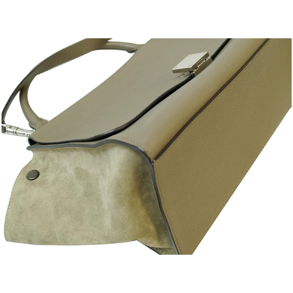 CELINE Trapeze Souris Small 2way Leather Tote Shoulder Bag Taupe