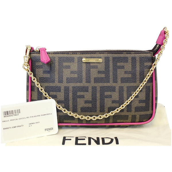 FENDI Spalmati Zucca Pochette Pouch Fuchsia-US