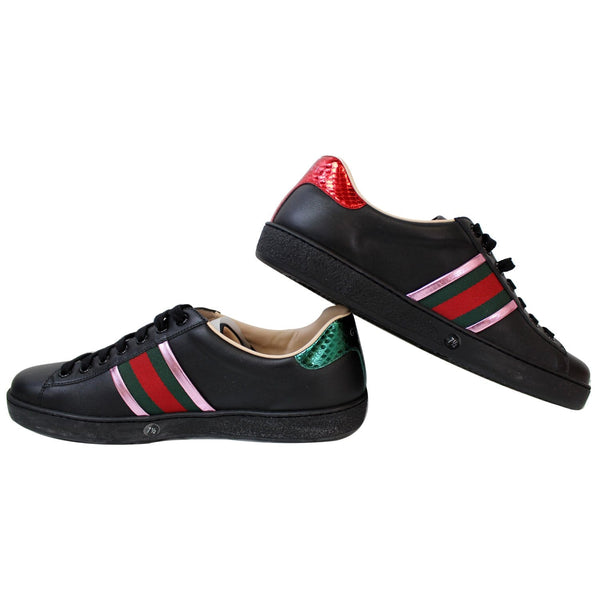 GUCCI Ace Low-Top Flames Sneaker Black 440724 US 7.5