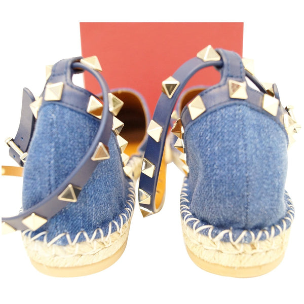 Valentino Flat Garavani Rockstud Denim Espadrilles - back view