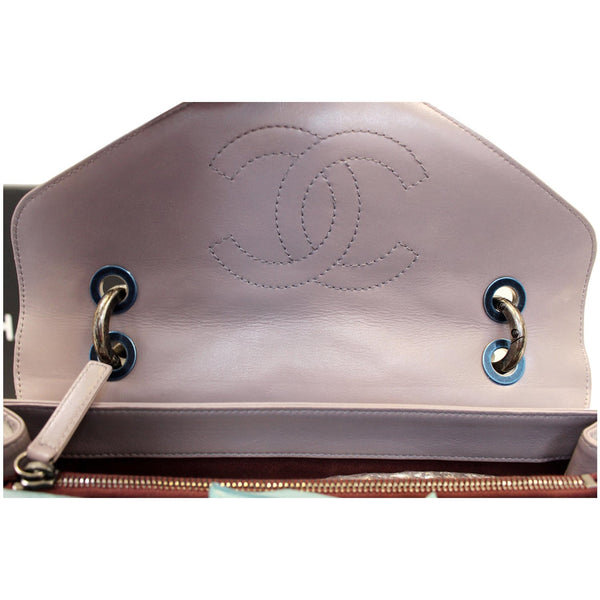 Chanel Flap Bag Quilted Sheepskin with Handle Lilac open view