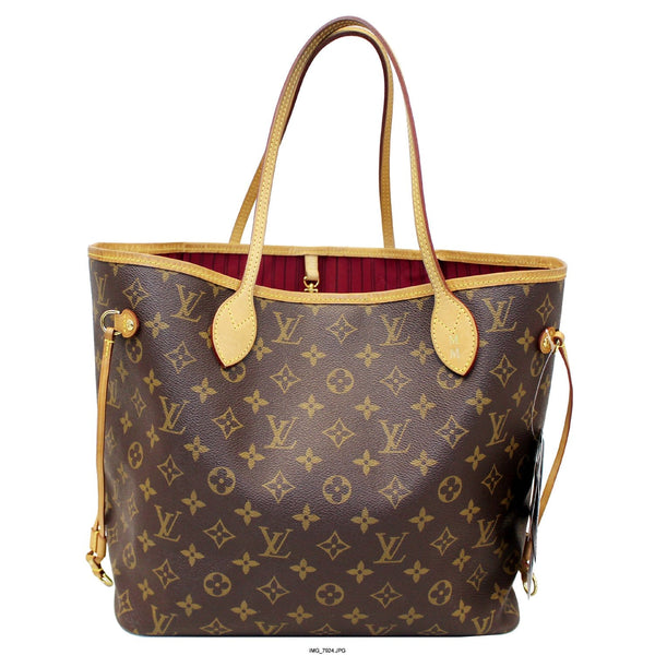 LOUIS VUITTON Neverfull MM Monogram Canvas Tote Shoulder Bag Fuchsia-US