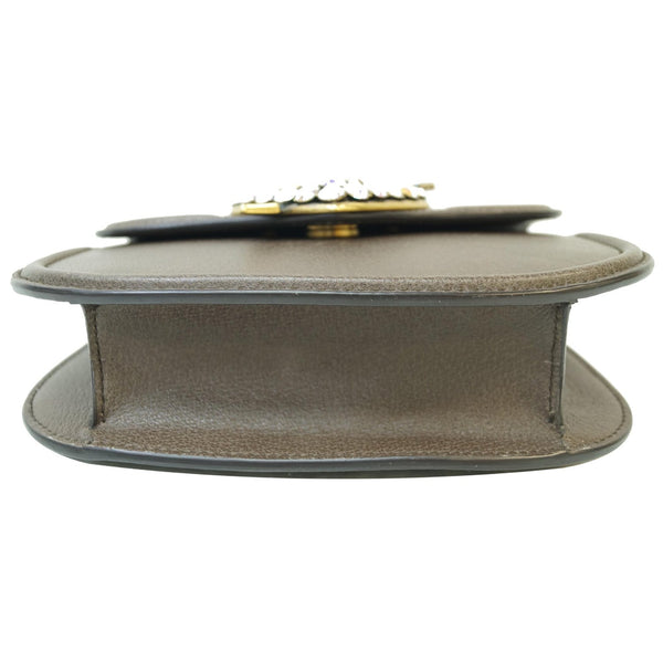 GUCCI Jeweled Heart Leather Totem Messenger Bag Brown 500756