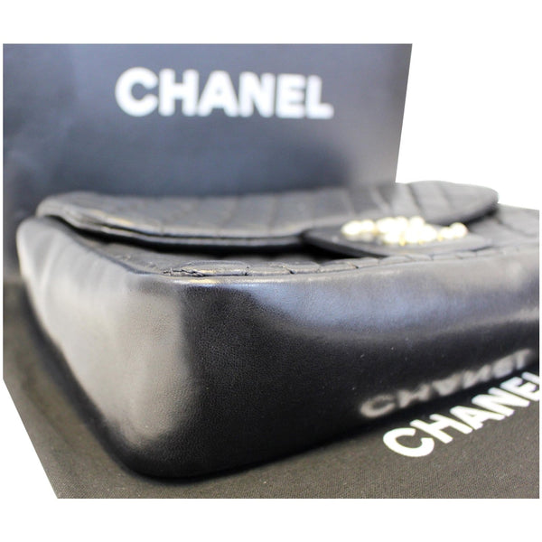 CHANEL Westminster Pearl Flap Lambskin Medium Shoulder Bag Black-US