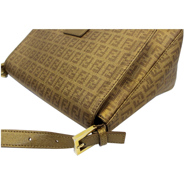 Fendi Forever Mama Zucca Canvas Gold Shoulder Bag side view