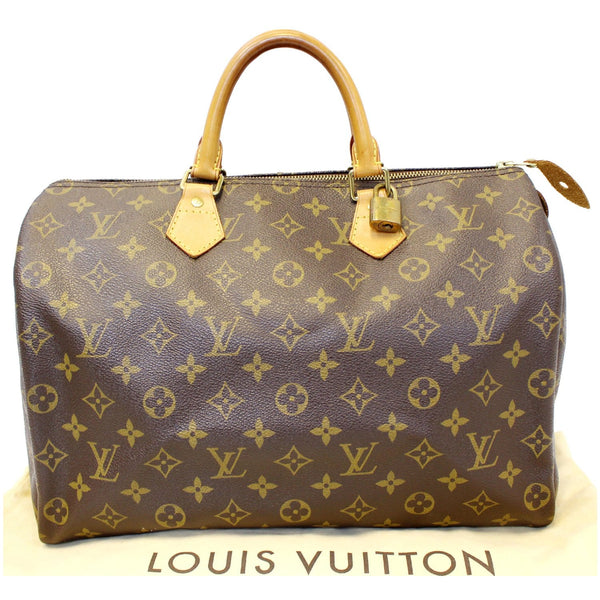 LOUIS VUITTON Speedy 35 Monogram Canvas Satchel Bag Brown