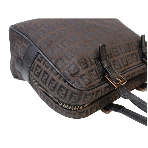 FENDI Top Handle Zucca Fabric Canvas Tote Brown