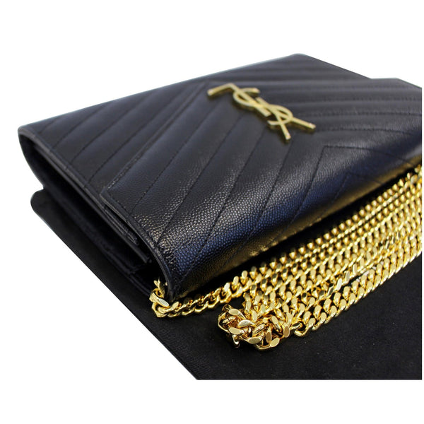 YVES SAINT LAURENT Matelasse Envelope Chain Wallet Black
