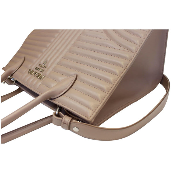 Prada Diagramme Bag Leather Tote Shoulder - Left Side View